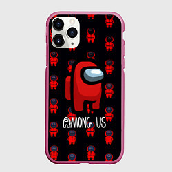 Чехол iPhone 11 Pro матовый Игра в кальмара x амонг ас, цвет: 3D-малиновый