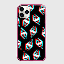 Чехол iPhone 11 Pro матовый Skyrim glitch logo patten, цвет: 3D-малиновый