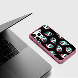 Чехол iPhone 11 Pro матовый Skyrim glitch logo patten, цвет: 3D-малиновый — фото 2