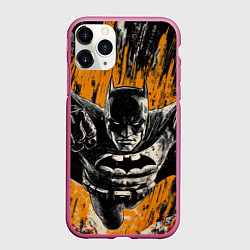 Чехол iPhone 11 Pro матовый Бэтмен супергерой, цвет: 3D-малиновый