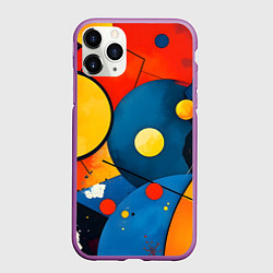 Чехол iPhone 11 Pro матовый Динамичный красочный паттерн, цвет: 3D-фиолетовый