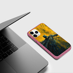 Чехол iPhone 11 Pro матовый Бэтмен нарисованный кистью, цвет: 3D-малиновый — фото 2