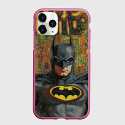 Чехол iPhone 11 Pro матовый Текстурный Бэтмен, цвет: 3D-малиновый