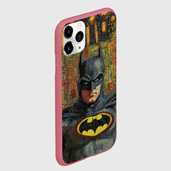 Чехол iPhone 11 Pro матовый Текстурный Бэтмен, цвет: 3D-малиновый — фото 2