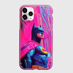 Чехол iPhone 11 Pro матовый Бэтмен в розовом стиле, цвет: 3D-малиновый