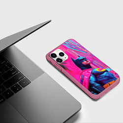 Чехол iPhone 11 Pro матовый Бэтмен в розовом стиле, цвет: 3D-малиновый — фото 2