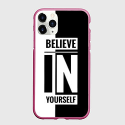 Чехол iPhone 11 Pro матовый Верь в себя надпись черно белая
