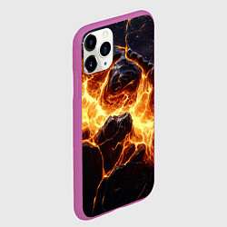 Чехол iPhone 11 Pro матовый Золотая лава текстура, цвет: 3D-фиолетовый — фото 2