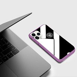 Чехол iPhone 11 Pro матовый Манчестер Юнайтед геометрия, цвет: 3D-фиолетовый — фото 2
