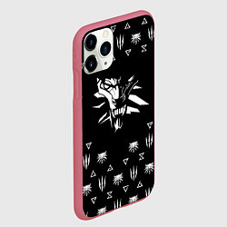 Чехол iPhone 11 Pro матовый Ведьмак логотипы, цвет: 3D-малиновый — фото 2