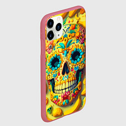 Чехол iPhone 11 Pro матовый Красочный летний паттерн с черепом - нейроарт, цвет: 3D-малиновый — фото 2