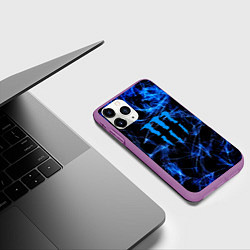 Чехол iPhone 11 Pro матовый Monster energy искры дымы, цвет: 3D-фиолетовый — фото 2