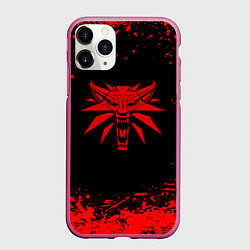 Чехол iPhone 11 Pro матовый Ведьмак красные краски, цвет: 3D-малиновый
