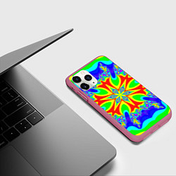 Чехол iPhone 11 Pro матовый Неоновая психоделика узор, цвет: 3D-малиновый — фото 2