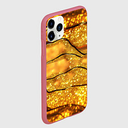 Чехол iPhone 11 Pro матовый Золотая текстура с блестками, цвет: 3D-малиновый — фото 2