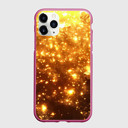 Чехол iPhone 11 Pro матовый Золотые блестки потертая текстура, цвет: 3D-малиновый