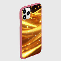 Чехол iPhone 11 Pro матовый Золотая ткань с блестками, цвет: 3D-малиновый — фото 2