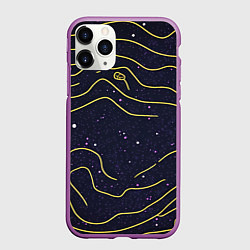 Чехол iPhone 11 Pro матовый Абстракция золотых линий текстура, цвет: 3D-фиолетовый