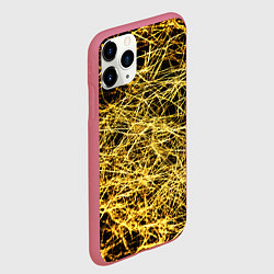Чехол iPhone 11 Pro матовый Золотое плетение на черном, цвет: 3D-малиновый — фото 2