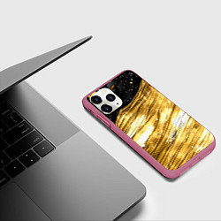 Чехол iPhone 11 Pro матовый Золотой текстурный фон, цвет: 3D-малиновый — фото 2