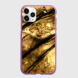 Чехол iPhone 11 Pro матовый Золото с черной текстурой, цвет: 3D-фиолетовый