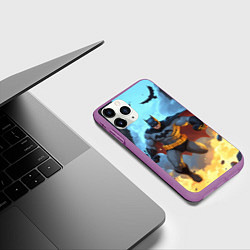 Чехол iPhone 11 Pro матовый Бэтмен в прыжке, цвет: 3D-фиолетовый — фото 2