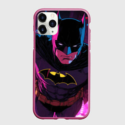 Чехол iPhone 11 Pro матовый Бэтмен в фиолетовом свете, цвет: 3D-малиновый