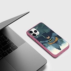 Чехол iPhone 11 Pro матовый Бэтмен старый стиль, цвет: 3D-малиновый — фото 2