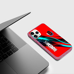 Чехол iPhone 11 Pro матовый Rainbow six геометрия полосы, цвет: 3D-малиновый — фото 2
