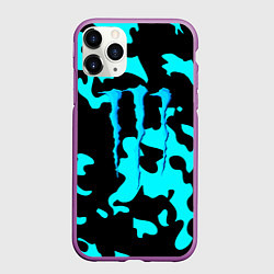 Чехол iPhone 11 Pro матовый Monster energy камуфляж голубой