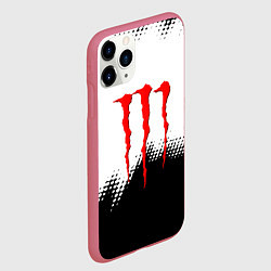 Чехол iPhone 11 Pro матовый Monster energy чёрно белые краски, цвет: 3D-малиновый — фото 2