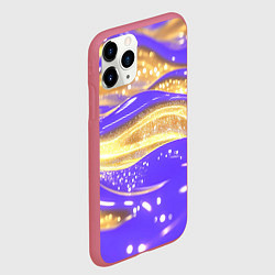 Чехол iPhone 11 Pro матовый Фиолетово-золотая жидкая текстура, цвет: 3D-малиновый — фото 2