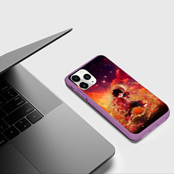 Чехол iPhone 11 Pro матовый Fire Luffy - One Piece, цвет: 3D-фиолетовый — фото 2