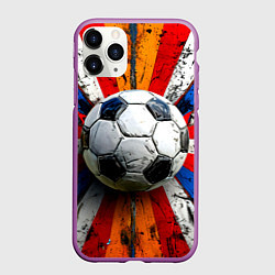 Чехол iPhone 11 Pro матовый Футбольный мяч в ярких линиях