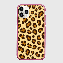 Чехол iPhone 11 Pro матовый Паттерн с пятнами леопарда, цвет: 3D-малиновый
