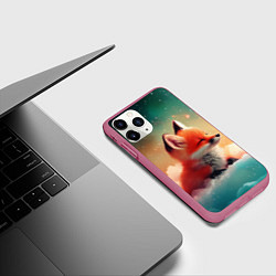 Чехол iPhone 11 Pro матовый Милый лисенок спит на облаке, цвет: 3D-малиновый — фото 2