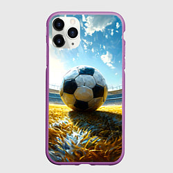 Чехол iPhone 11 Pro матовый Футбольный мяч на стадионе