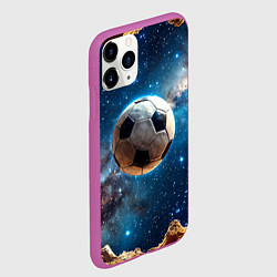 Чехол iPhone 11 Pro матовый Футбольный мяч в космосе, цвет: 3D-фиолетовый — фото 2