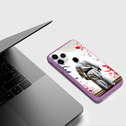 Чехол iPhone 11 Pro матовый Борец айкидо на белом, цвет: 3D-фиолетовый — фото 2