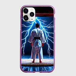 Чехол iPhone 11 Pro матовый Айкидоист и молния, цвет: 3D-фиолетовый