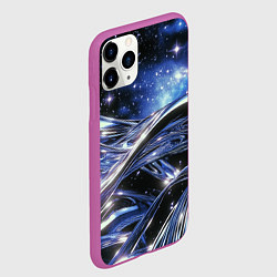 Чехол iPhone 11 Pro матовый Закрученные линии и звезды - космическая абстракци, цвет: 3D-фиолетовый — фото 2