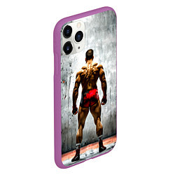 Чехол iPhone 11 Pro матовый Рестлер на синем, цвет: 3D-фиолетовый — фото 2