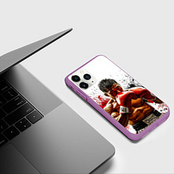 Чехол iPhone 11 Pro матовый Тайский боксер на белом, цвет: 3D-фиолетовый — фото 2