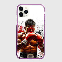Чехол iPhone 11 Pro матовый Тайский боксер на белом