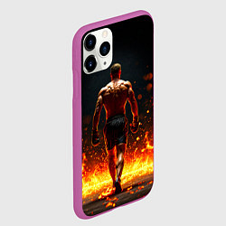 Чехол iPhone 11 Pro матовый Боксер и огонь, цвет: 3D-фиолетовый — фото 2