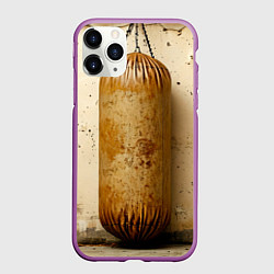 Чехол iPhone 11 Pro матовый Бежевая боксерская груша, цвет: 3D-фиолетовый