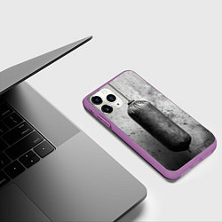 Чехол iPhone 11 Pro матовый Серая боксерская груша, цвет: 3D-фиолетовый — фото 2