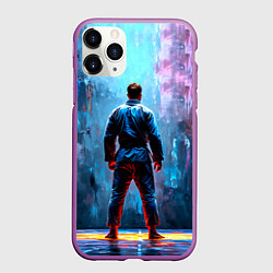 Чехол iPhone 11 Pro матовый Боец джиу-джитсу, цвет: 3D-фиолетовый