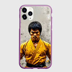 Чехол iPhone 11 Pro матовый Брюс Ли на сером