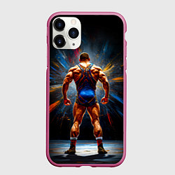 Чехол iPhone 11 Pro матовый Греко-римский борец на черном